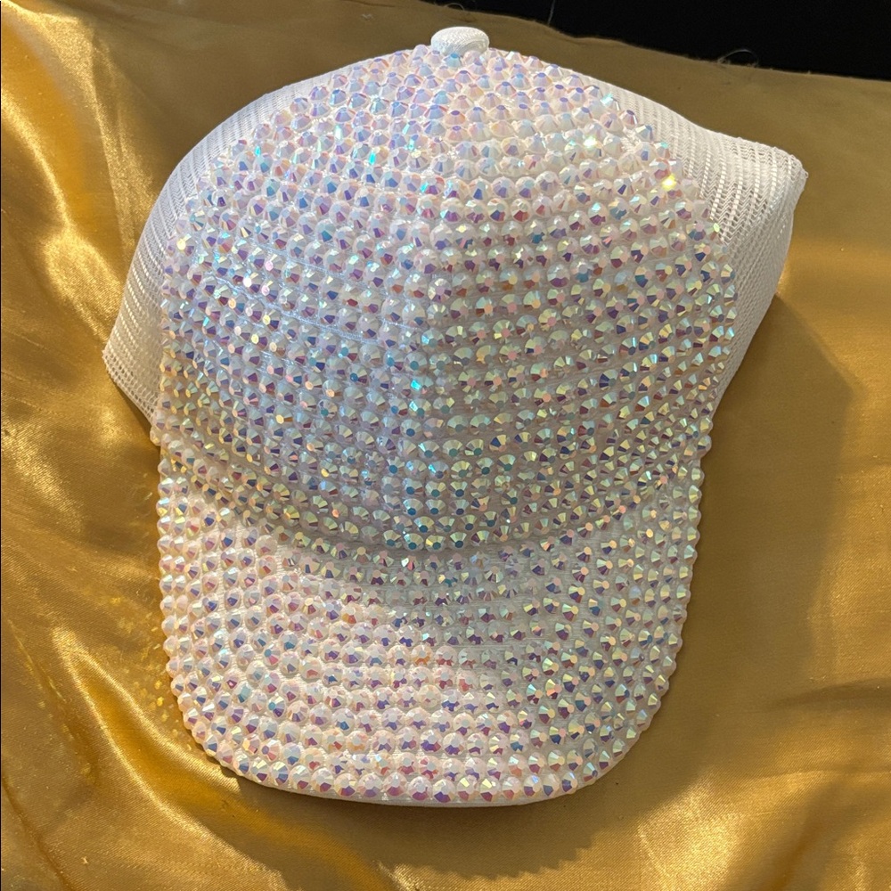 White Rhinestone Cap